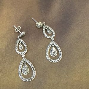 Beautiful silver with black gemstones earrings